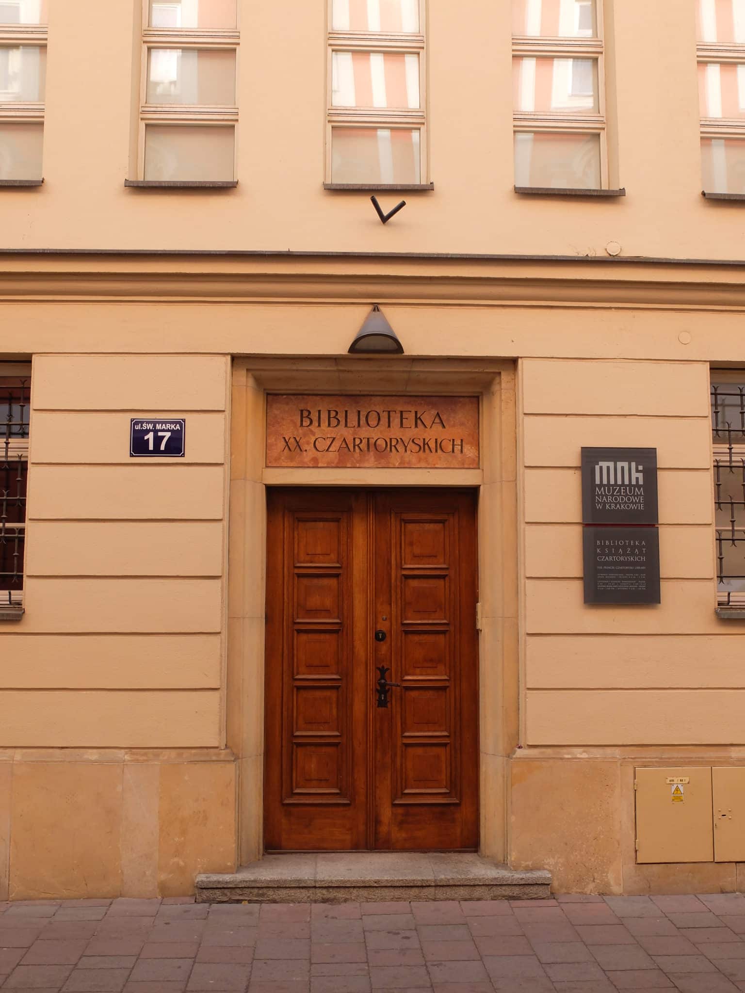 Entrance to the Princes Czartoryski Library, St. Mark Street in Krakow