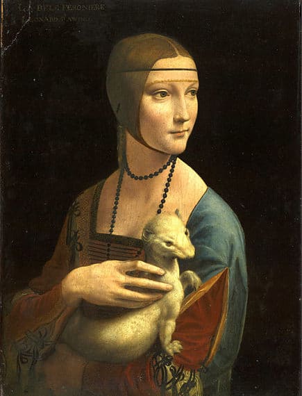 Lady with an Ermine is a painting by Leonardo da Vinci from 1489-90 of the Duke Ludovico Sforza's mistress, Cecilia Gallerani. The painting is owned by the Czartoryski Museum in Krakow, currently on display in the Wawel Castle