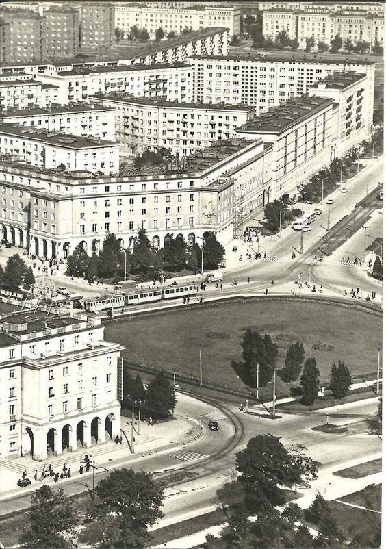 1950s photograph of the Central Square in Nowa Huta