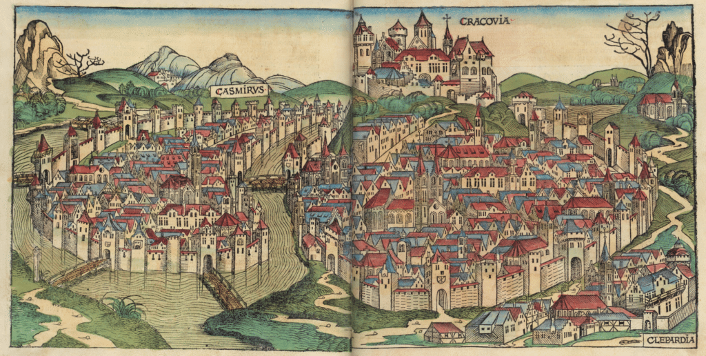 The oldest known depiction of Krakow, the Nuremberg Chronicle, 1493, Historical Museum of Krakow