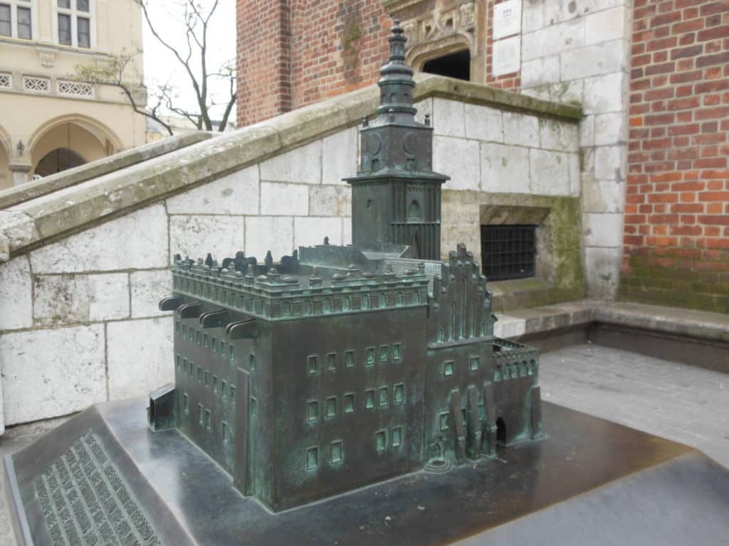 Model of the once existing Town Hall building with the Tower