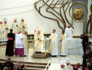 John Paul II during consecration of the Divine Mercy Sanctuary in Lagiewniki