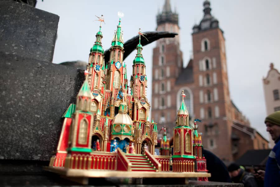 Krakow Christmas Crib Contest at the foot of Adam Mickiewicz Monument