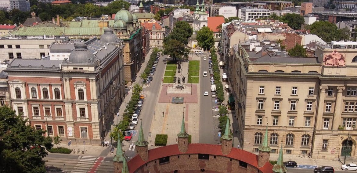 Picture of the Matejko Square in Krakow from above.