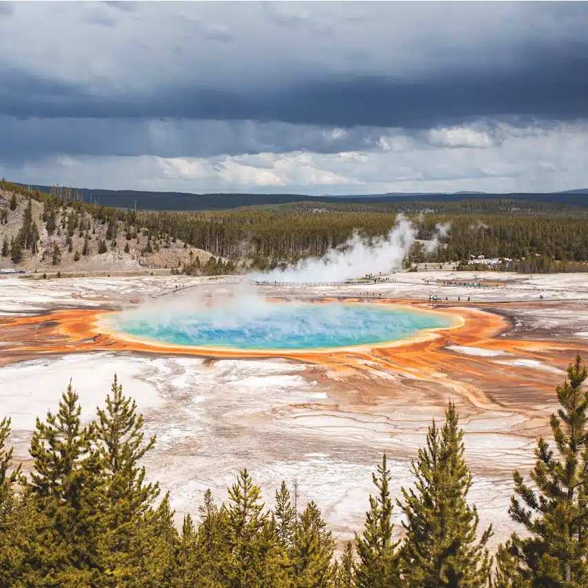 A geyser in the Yellowstone National Park, USA, a beautiful place in the world