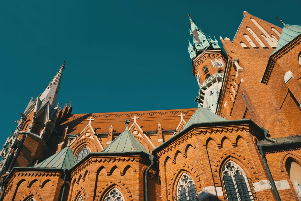 krakow church orange wall